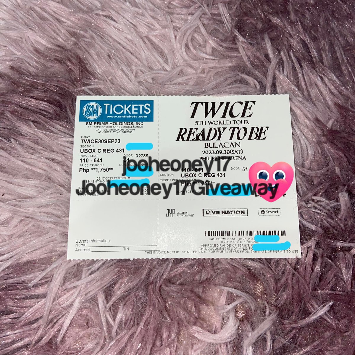 bunnyyy_nayeonn's tweet photo. TWICE READY TO BE CONCERT TICKET GIVEAWAY PH ✨

PRIZE: 1 UBC-REG TICKET
ticket sponsored by @jooheoney17 and me 💓

📍MBF ME &amp; @jooheoney17 
📍LIKE AND RT
📍COMMENT WHY DO YOU WANT TO ATTEND THE CONCERT

GA ENDS TBA
PLS READ THREAD FOR MORE INFO

#TWICE_5TH_WORLD_TOUR_BULACAN https://t.co/ovGUvUs3vq