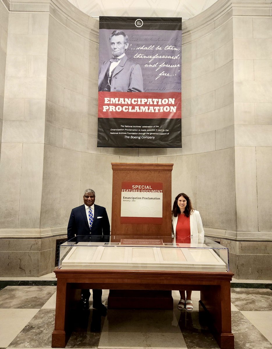 Today I was honored to announce that the @USNatArchives intends to place the Emancipation Proclamation on permanent display inside the Rotunda, joining our nation's foundational documents as a Charter of Freedom. It is a historic day for all Americans!