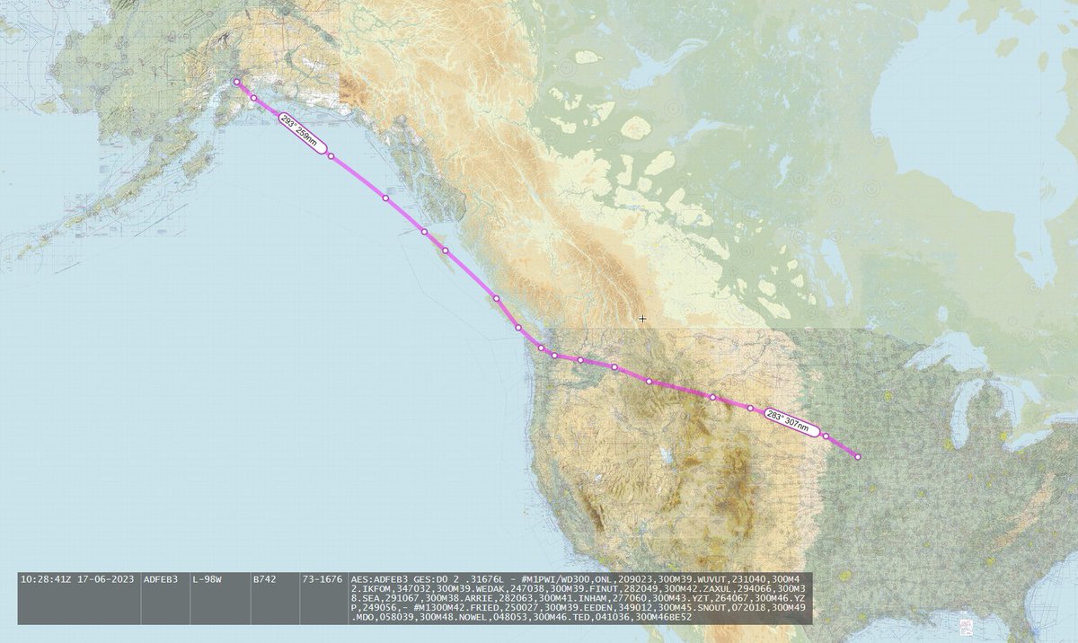 13:47z

🇺🇸 US Air Force E-4B #VANDL99 #ADFEB3

VANDL99 up from OFFUTT AFB (KOFF) en route to Elmendorf AFB (PAED)