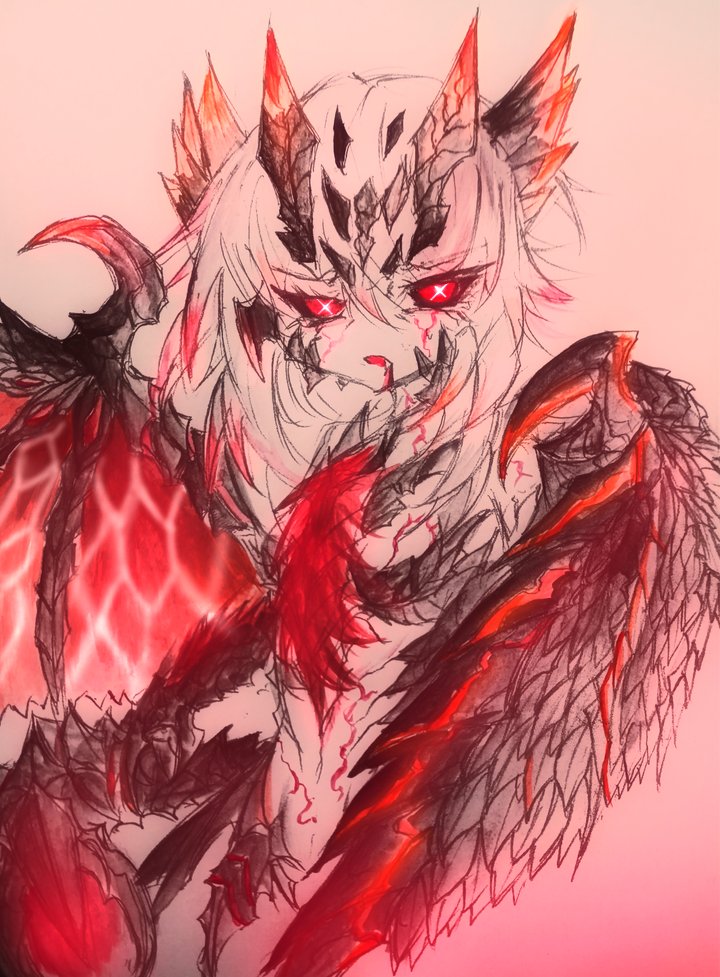 原初を刻むメル・ゼナ 血気蝕烈状態 （擬人化） #原初を刻むメルゼナ