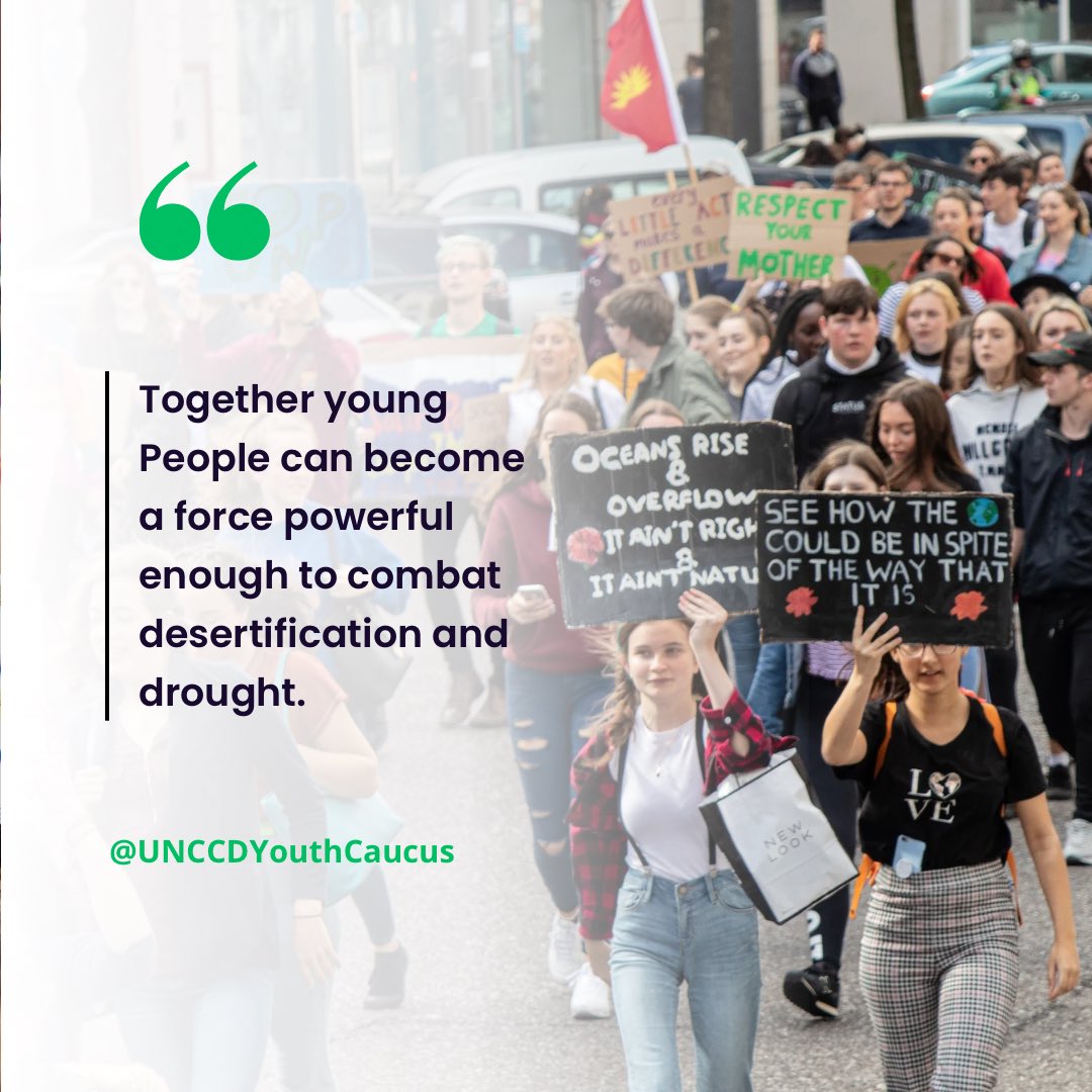 “#Together #YoungPeople can become a #Force powerful enough to combat #Desertification and #Drought.” - @UNCCDYouth 

#UNited4Land #Youth4Land #HerLand #DroughtDay 🌍🌱💚