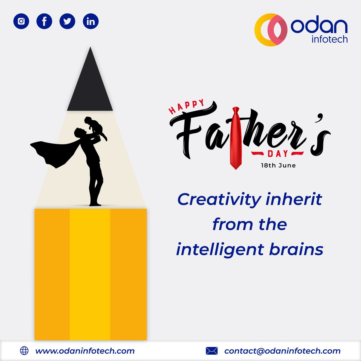 Happy Father's Day.
#odaninfotech #odan #happyfathersday #dadlove #familylove #fathersday #bestdadever #superdads #itconsulting #topitcompanies #networking #leadership #topsoftwaredevelopmentcompanies #explorepage #hiring #momentmarketing #innovation #enterprenureship