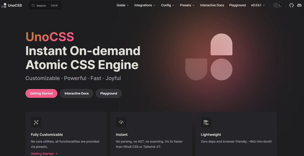 sujeetjaiswara's tweet image. UnoCSS ⚡️ is an atomic CSS engine that helps you write faster, more maintainable CSS.
It's on-demand, so it only generates the CSS you need, and it's extensible, so you can customize it to your liking.
Give it a try today: unocss.dev
#CSS #atomicCSS #onDemand