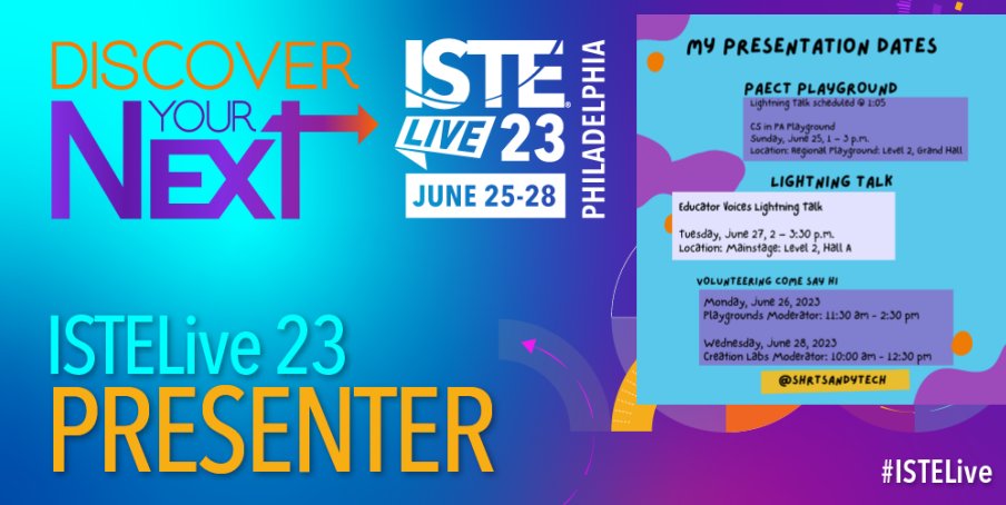 shrtsandytech's tweet image. Come see me!!! @ISTEofficial #istelive23 @CSforALL #csforallPA @csteachersorg