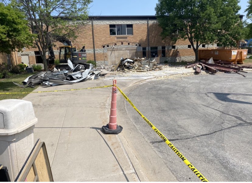hssdbv's tweet photo. Out with the old. Next, in with the new! Summer demo progress in the main entrance, offices and library @hssdbv #buildingforanother60years https://t.co/TcdTq1yp0T
