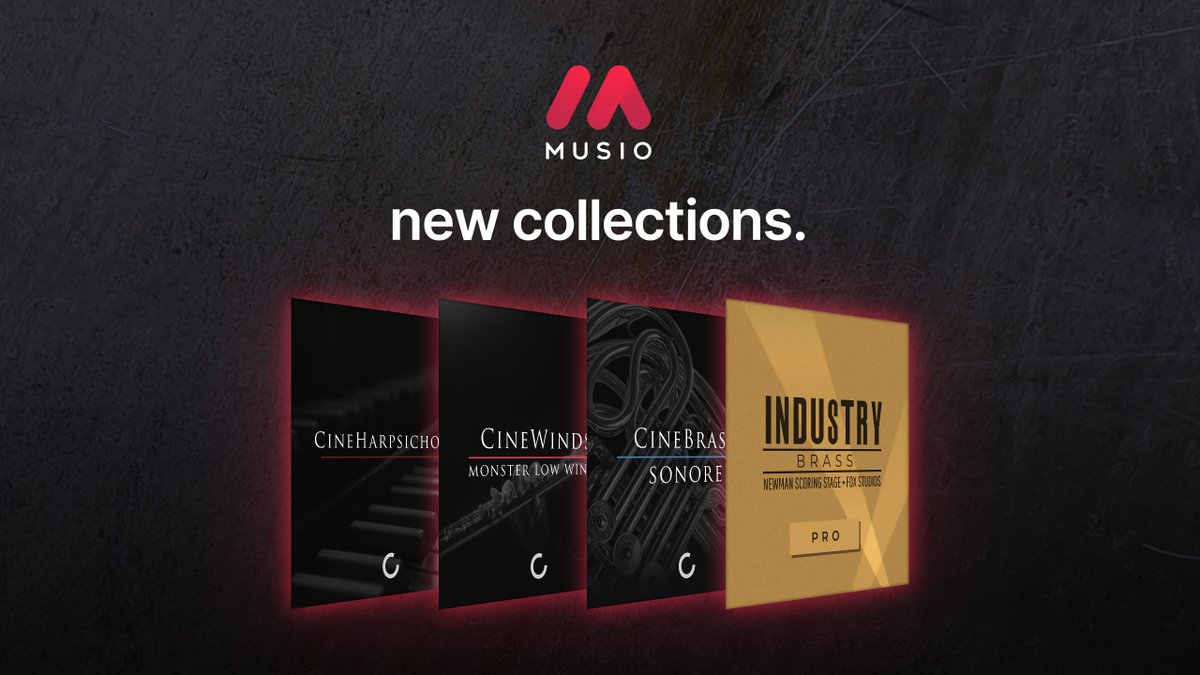 NEW MUSIO TITLES: Industry Brass Pro, CineBrass Sonore, CineWinds Monster Low Winds, and CineHarpsichord. Try the latest Musio and compose with legendary cinematic libraries. bit.ly/3M4NegD #musiccomposer #orchestralmusic #moviesoundtrack #filmcomposer #sounddesigner