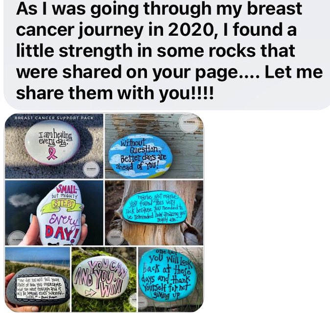 I received this beautiful message today that has helped lift my spirits as I return home from the hospital to heal.
I created each of these #kindnessrocks for myself while navigating other life challenges thru the yrs & seeing them again today, I realize the power of a message!