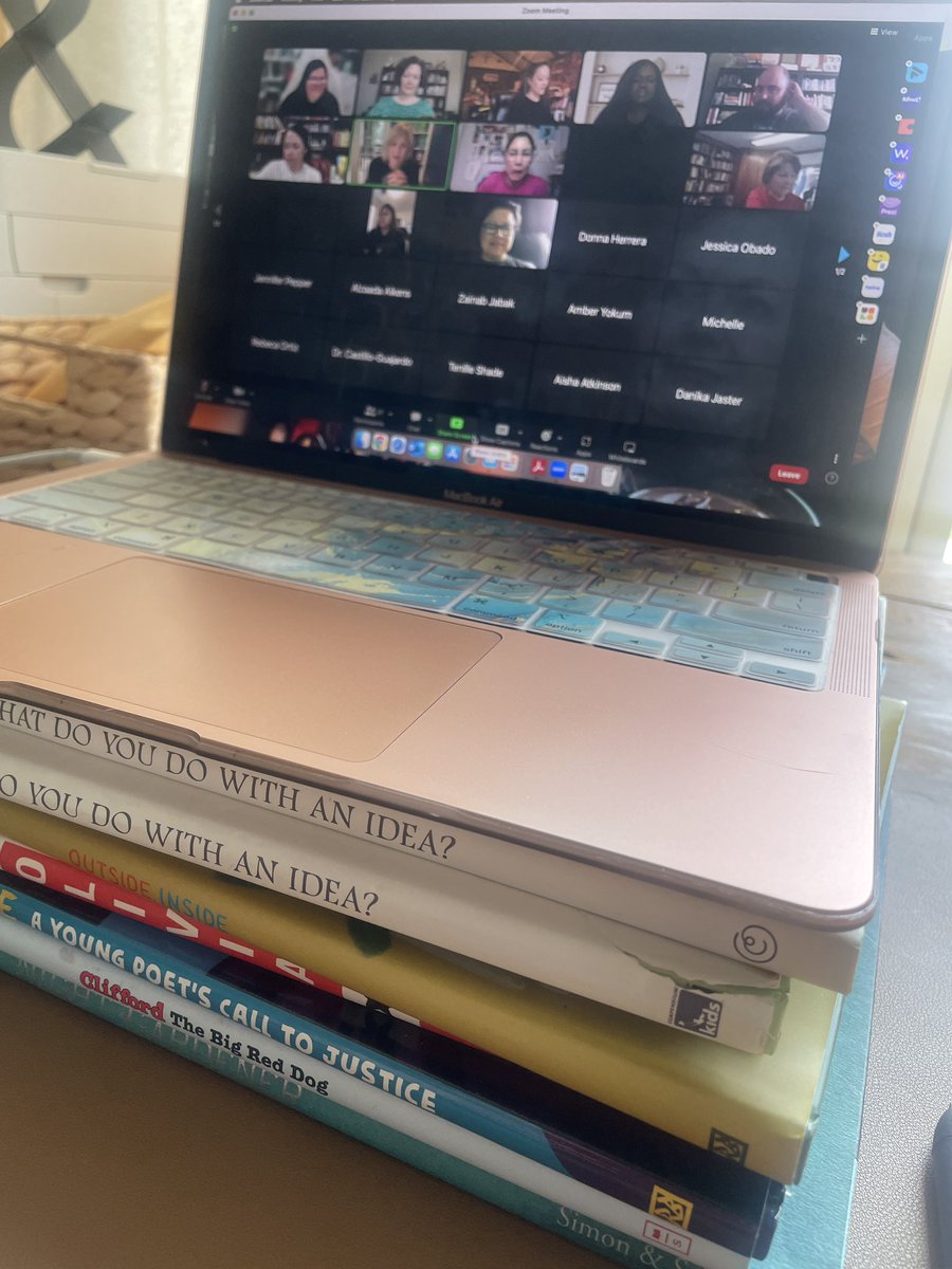 ToshMcGaughy's tweet image. #TCTELA It’s fitting that my laptop is stacked on picture books this morning.