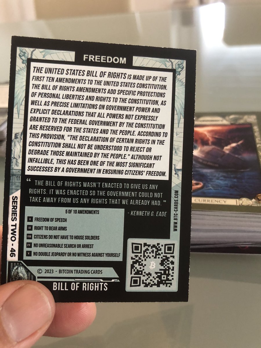 This must be one of the most important card out here.
Bill of rights- #freedom #Bitcoin #bitcointradingcards