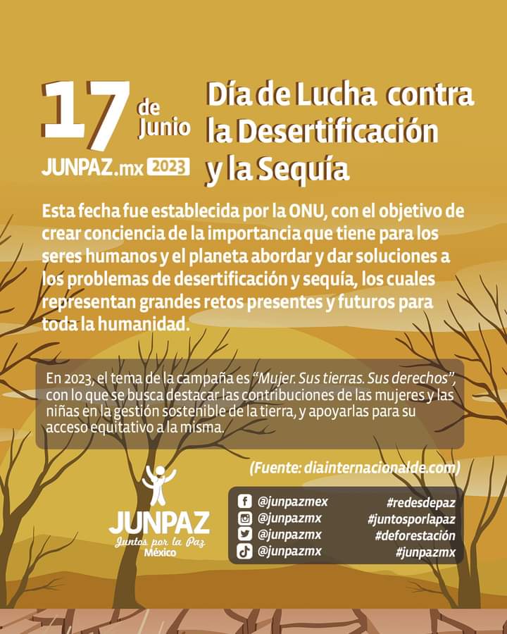 junpazmx's tweet photo. La sequía y la desertificación son de las principales amenazas para nuestro planeta. Debemos tomar medidas para proteger y cuidar nuestros ecosistemas
.
.
.
.
.
.

#sequía #desertificación #cuidadoambiental #SomosPaz #junpazmx #Toluca #redesdepaz https://t.co/PgTph46vG0