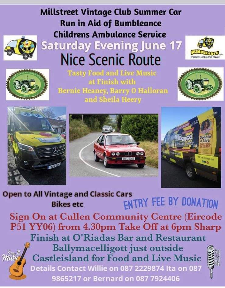 CentreCullen's tweet photo. Electricity back on thank God and ready to welcome the start of the Bumbleance Car Run. Please come and see them off and all support greatly appreciated for this good cause https://t.co/vI0R4r0yeX