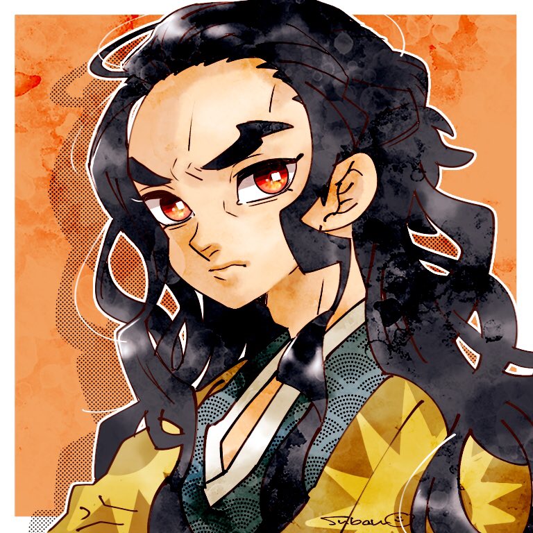 1boy male focus solo long hair black hair red eyes japanese clothes  illustration images