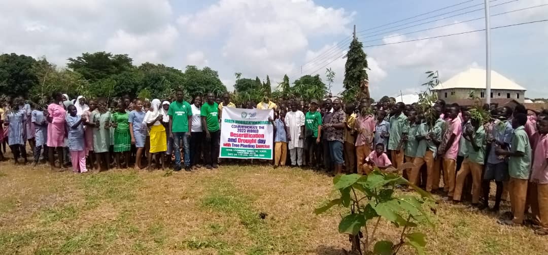 aborele's tweet photo. Green Mobilisation Initiative at Government Science Secondary School, Tunga Maje, Abuja to commemorate 2023 UNCCD Desertification and drought day. 86 trees were planted with the students.
@UNCCD 
@UNCCDcso 
@greenmobiliser 
@YusufMBukar 
@AnnettInes https://t.co/SrEpegQM68