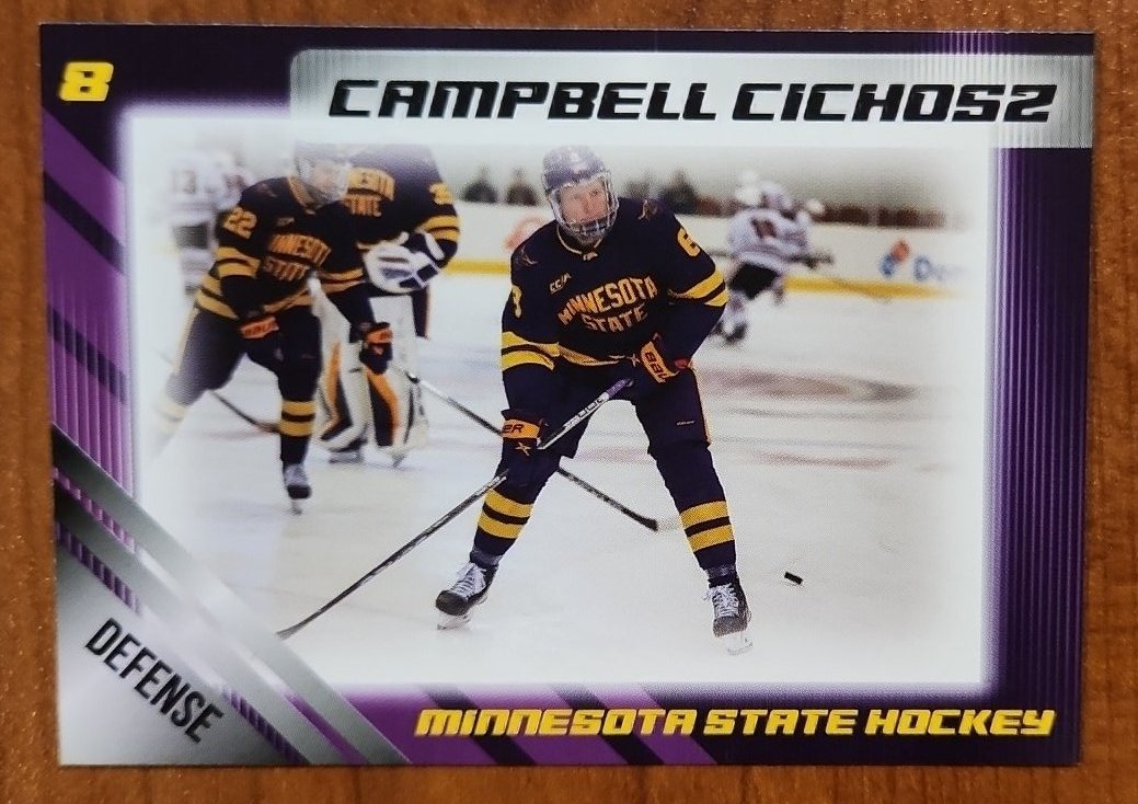 Today's Mav is defenseman Campbell Cichosz @4cacichosz. The Albert Lea native scored 6-18-24 in 2 years with the North  Iowa (Mason City) Bulls in the NA3HL & 6-26-32 for Anchorage in the NAHL.

At MSU, he played 36 games during his freshman campaign going 0-2-2, 6 PIM, & 0+/-.