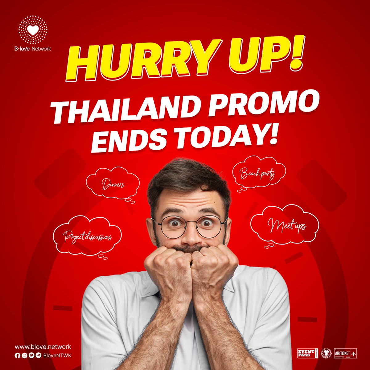 Experience Thailand's Thrills,
Today, June 17th, 2023, is your last chance to take advantage of our exclusive #Thailand promo. 🌴🏖️
By staking 25,000 BLV Tokens today,
This is your last chance to discover the true essence of Thailand with the #blovenetwork #lastday #Crypto