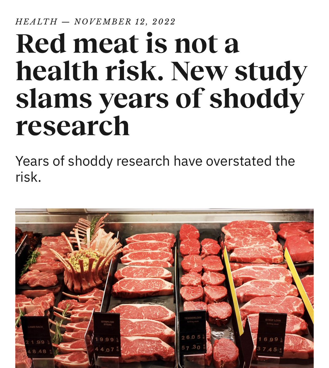 REMINDER: Red meat consumption is down by around 40% in the US over last 50 years, and yet obesity, diabetes, heart disease, autoimmune disease and cancer are all up! Those that claim red meat is causing these things are literally morons!!