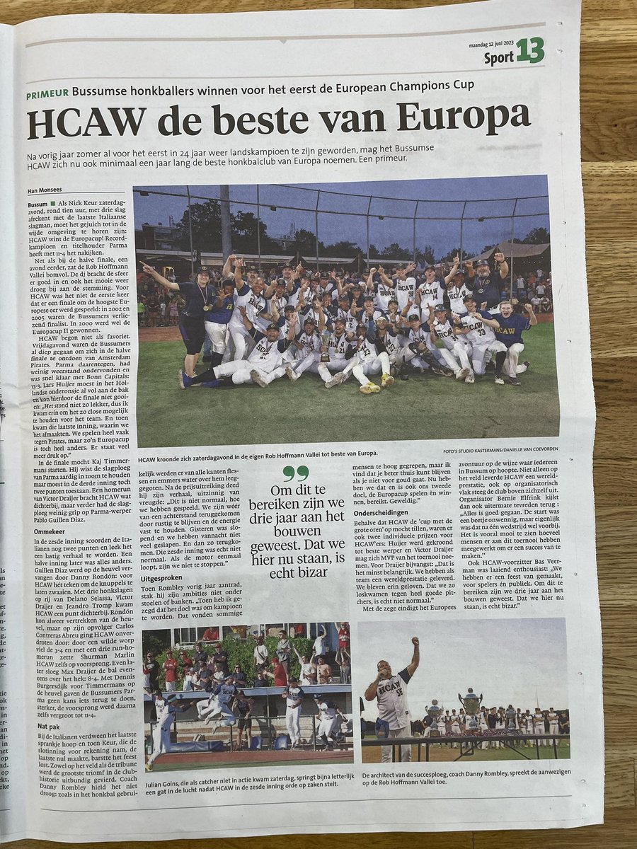 Vroeger ging <a href="/gooieneemlander/">De Gooi- en Eemlander</a> op sportgebied gelijk op met de courant uit #Amersfoort waar ik 26 jaar voor schreef. Die tijd is voorbij. De AC is overvleugeld. Hulde voor de #HCAW-verslaggeving. Leuk om ‘de oudjes’ Gijs Moerman en Nico Vink nog steeds onder de scribenten te zien.