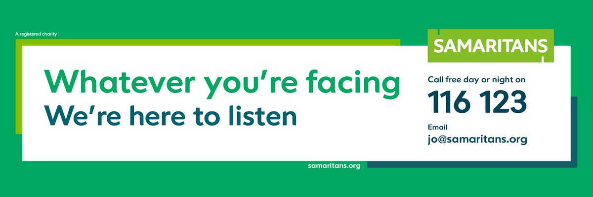 @west_stacie @_mindsmatter @MensMentalHeal8 @andysmanclubuk @samaritans Anyone can call @samaritans at any time to talk about anything. The number won’t appear in your phone bill, you don’t have to give any personal details and someone will be there to listen. 116 123