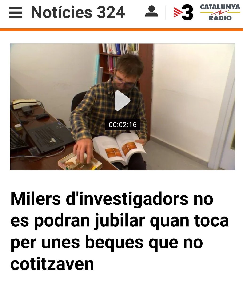 #TrabajarConBecasSinCotizar en <a href="/324cat/">3catinfo</a> <a href="/turion/">turion</a> 

"Milers d'investigadors no es podran jubilar quan toca per unes beques que no cotitzaven"

"Científics i catedràtics que van estar anys treballant amb beques es troben que no els consten com a cotitzats"

ccma.cat/324/milers-din…