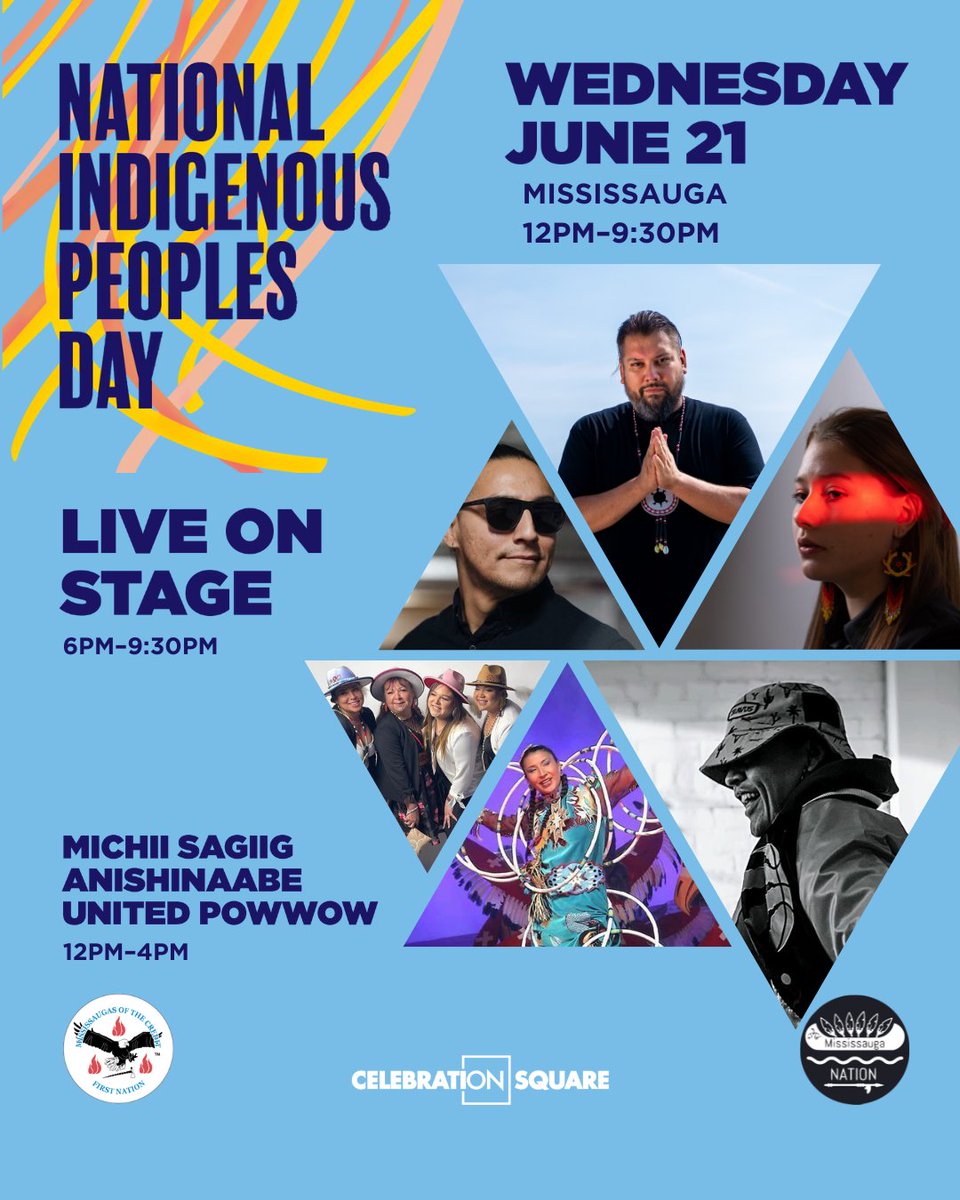 sauga_LIVE's tweet photo. 🌍Join us at Celebration Square on June 21 as we celebrate National Indigenous Peoples Day! 

We have an amazing lineup of events &amp; performances planned to honour &amp; showcase the rich heritage &amp; culture of Indigenous communities.

See full event schedule: https://t.co/5j9cf0xM0d https://t.co/KL8CNGSmB6