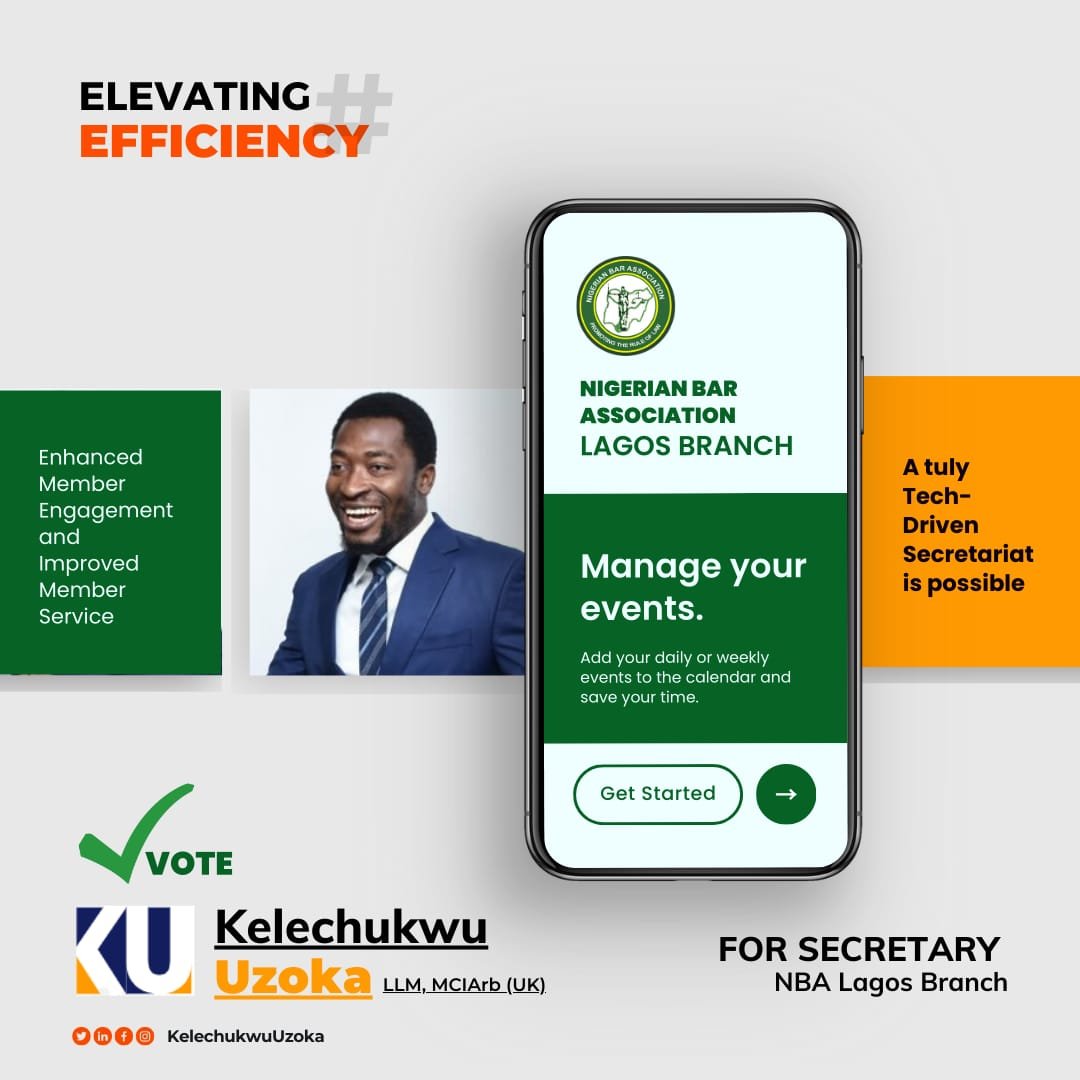 Elevating efficiency is my top priority for @NbaLagos Secretary. With a strong focus on leveraging technology and streamlined processes, I'm committed to driving effective change and enhancing the operations of our esteemed Branch.

#ElevatingEfficiency