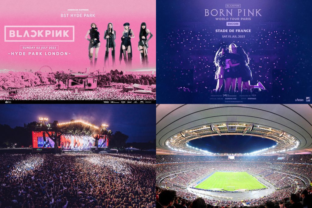 In July, BLACKPINK will make new history by headlining BST Hyde Park, the largest festival in London, & performing an encore at the largest stadium in France, which has a capacity of 70k making them the first Kpop act to perform with this number of people in a single day.