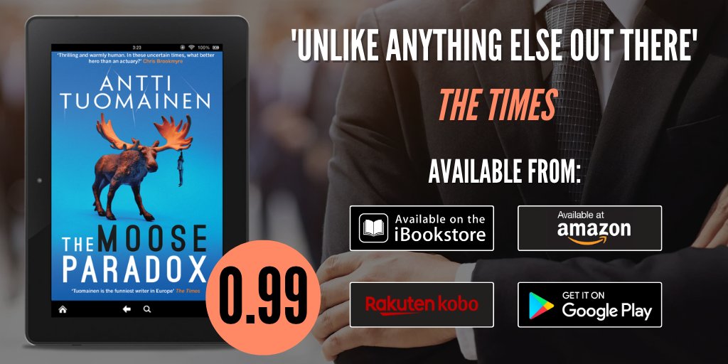 👀MEGA DEAL ALERT!👀 @antti_tuomainen's outrageously funny, heart-stoppingly tense #TheMooseParadox t @countertenorist is ON #SALE EVERYWHERE! #TheRabbitFactor trilogy continues with this summer's MOOSE READ! 🫎geni.us/5QZA #BookTwitter #Finland #thrillers #Deals