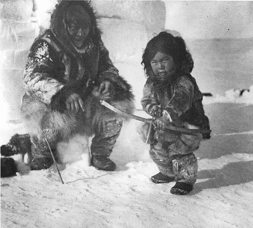 Inuk man teaching his boy how to shoot. The man, Allakariallak, was popularly known as Nanook of the North. Circa 1920s.

#inuk #nanooknation #nanook #northerncanada #canadianarctic #Allakariallak #igloo #eskimo #nativecanadian #history #canadianhistory #historical #fatherandson