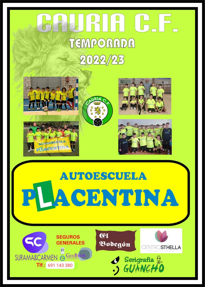 Y como no podía ser de otra manera agradecer a nuestro Patrocinador Oficial AUTOESCUELA PLACENTINA y a nuestros colaboradores por su apoyo incondicional durante toda la temporada. Desde la Dirección de La Escuela de Tecnificación y Valores CAURIA CF y los niños/as GRACIAS!!!