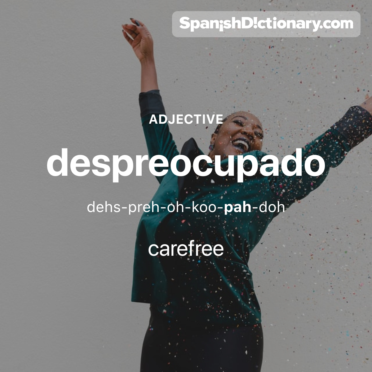 Today's #WordOfTheDay is 'despreocupado.' 💅😎💁‍♀️ For example: Joan es una mujer feliz y despreocupada.  - Joan is a happy and carefree woman.
.
.
.
#EstudiaEspañol #StudySpanish #AprendeEspañol #LearnSpanish #Español #Spanish #LearningSpanish #PalabraDelDia #despreocupado