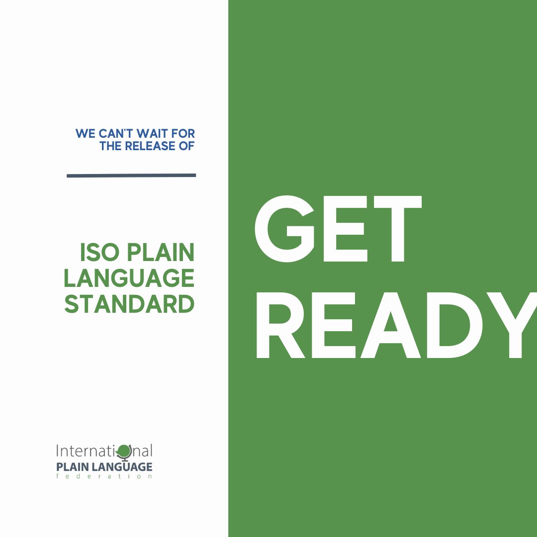 The new International Organisation of Standardisation (ISO) #PlainLanguage Standard will help improve written communication for everyone ✅

Keep an eye on our social channels for more information when the ISO Standard is released! @plain_language@PLAIN_Lang_Intl@ClarityInterna