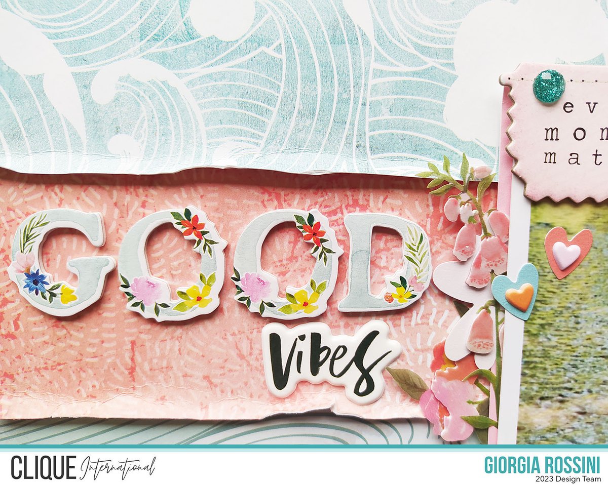 Good vibes! @giorgiarossiniscrap created this gorgeous layout using the Surfboard kit.  She says,  "I love the magical atmosphere they create with their pastel colors; it's a surf/summer themed layout but thinking outside the box it can be used for something else, like in this la