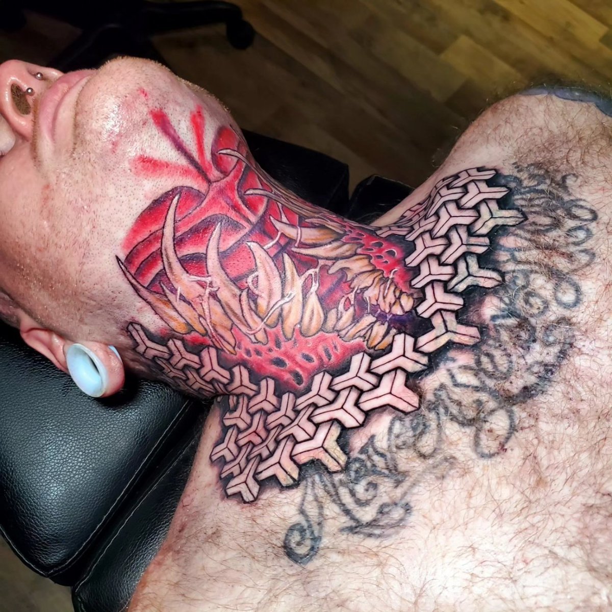 Shit_Fuck_Nick's tweet photo. Finally got around to tattooing my throat yesterday, AND HOLY FUCK.. https://t.co/i4n7JoC16T