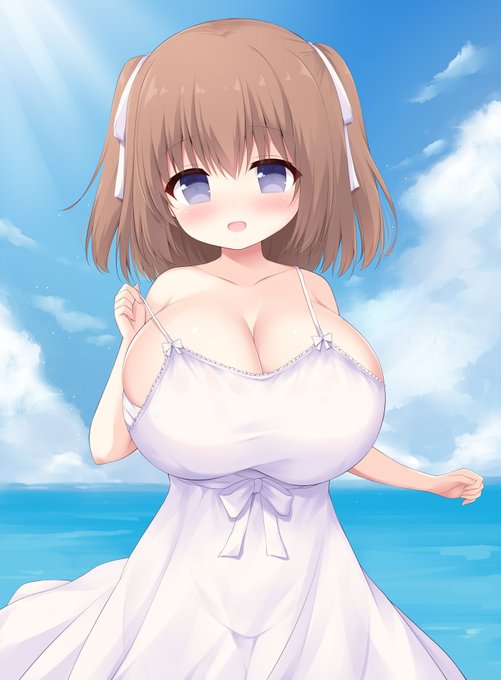 お待たせしました&Skebありがとうございます!
無理やりサイズの合わない白ワンピ着てみました😌 