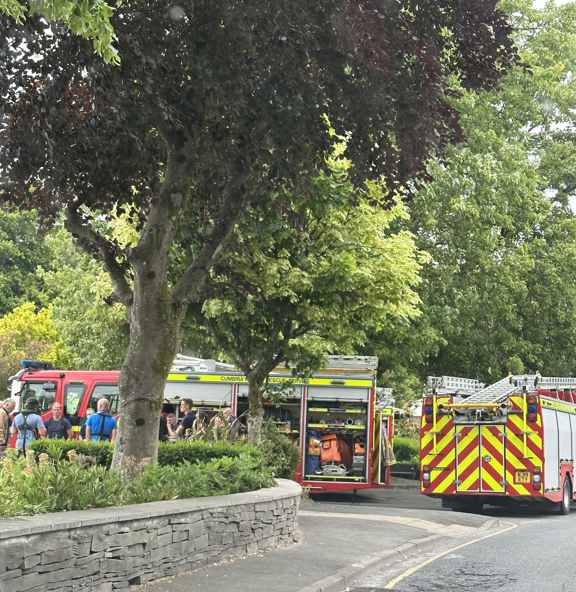 cragchris's tweet photo. At Waterhead just now. Round one corner firemen after ground fire and round the other corner a portable barbecue 😱 (not trying to name and shame have hidden face) #Ambleside https://t.co/qv2d5MXZtd