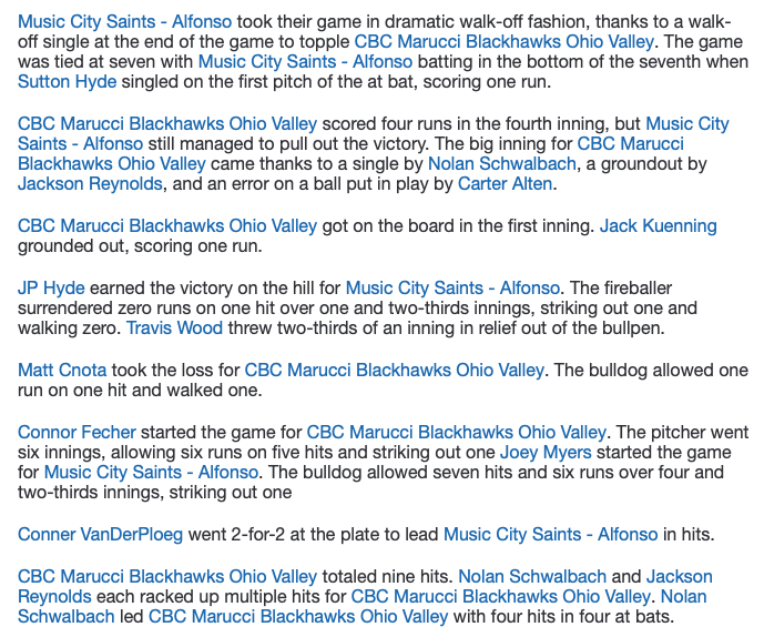 #16uClassic *Walk Off* after tying the game during the B7, Sutton Hyde line drive single to left scoring Alex Kimbrough the game winner!  Blackhawks' Nolan Schwalbach is perfect today 4-4 3RS RBI.