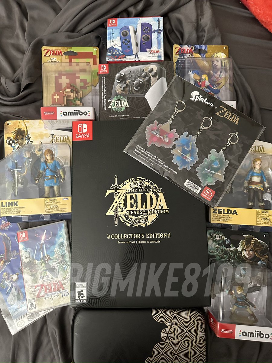 Follow/RT/Like to enter a #Zelda #TearsOfTheKingdom giveaway! 

- TOTK Collectors Edition
- Pro Controller
- TOTK Case
- Skyward Sword Game & Joy-cons
- Decals
- Link & Zelda Figures
- TOTK Link, 8-Bit, & Loftwing amiibo
- Zelda X Splatoon Keychains 

Open worldwide, ends 6/23/23