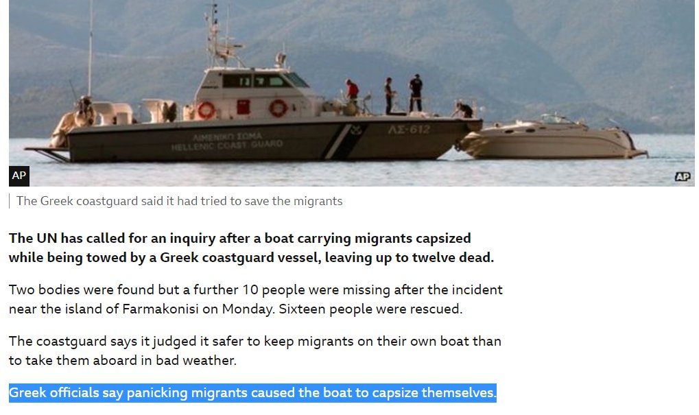 MauriceStierl's tweet image. “Greek officials say panicking migrants caused the boat to capsize themselves.” No, this quote is not recent but from 2014 - the Greek response to survivors saying that Greek forces had towed their boat at high speed toward Turkey. #Pylos #Pushback bbc.com/news/world-eur…
