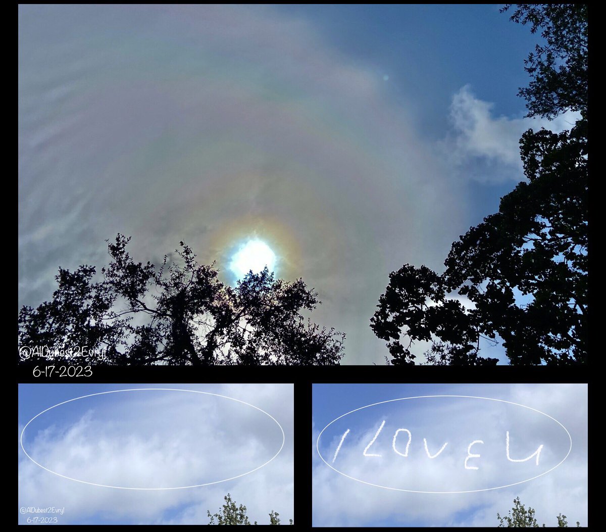 🌈☀️ “I LOVE U” clouds

20 minutes ago
#ThingsUnseen #Godwink #Godwinks #LoveLetter #sky #cloud #YourKingdomCome #rainbow #sun #YouAreLoved 
Good Saturday #SaturdayMorning #iridescence John 15:9

Jesus: “As the Father has loved me, so have I loved you. Now remain in my love.”