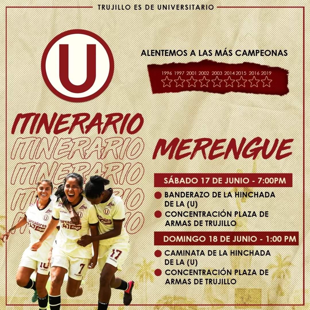 #TrujilloesdeUniversitario
Alentenos a las más campeonas del balonpié peruano.
Súmate a las actividades programadas para este fin de semana.