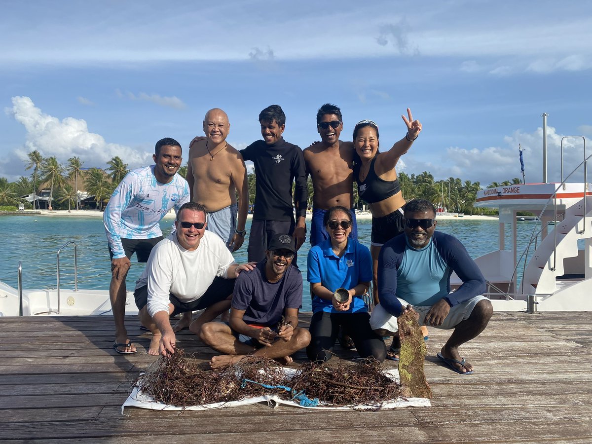 Keeping it pristine! The Kandooma dive fanatics took the time to clean up bunches of fishing line from our house reef. A proud partner and supporter for <a href="/parleyforoceans/">Parley</a>