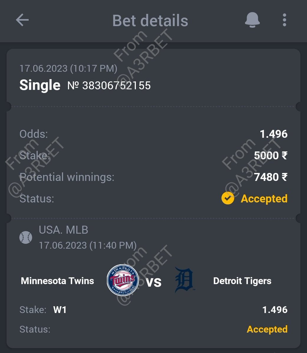 Baseball - MLB

⚾ Minnesota Twins ML
🔖 1.49
💵 5 Units

#GamblingTwitter #SportsBetting #TeamParieur #SportsPicks #Betting #A3RBET #FreePicks #SportsBettor

#MLB #MLBPicks #MLBTwitter #MLBTonight #Baseball #RepDetroit #MNTwins

Like + RT