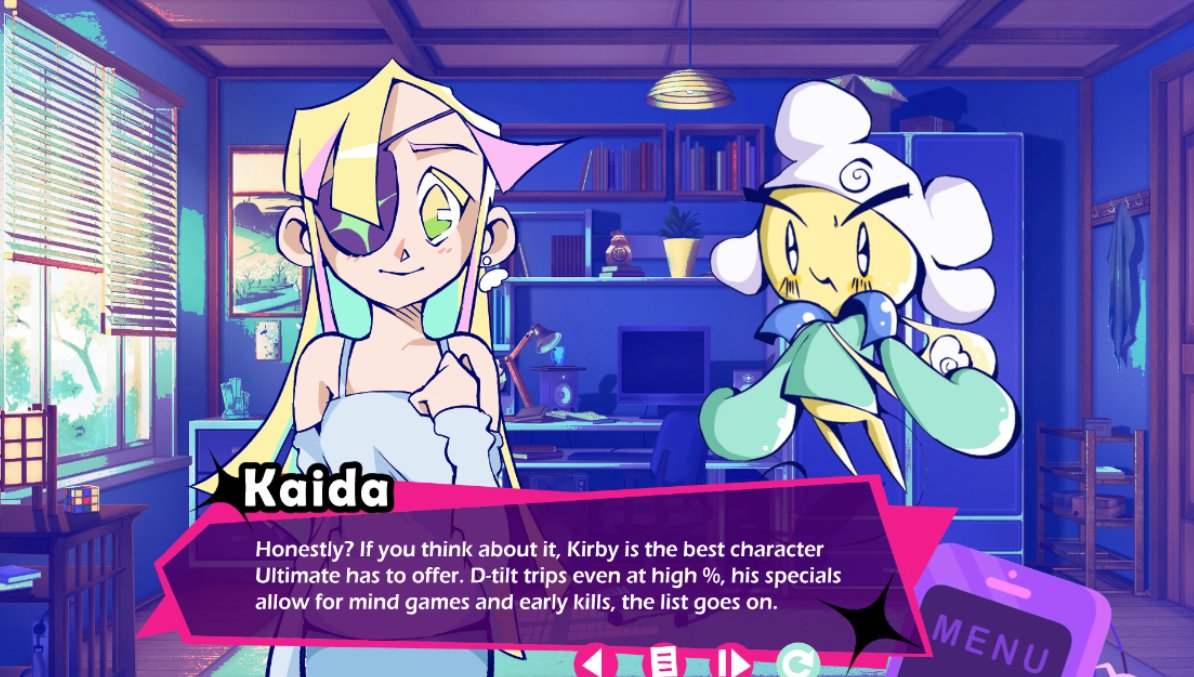Today is #screenshotsaturday ! And for that reason, we offer you a screenshot of Kaida, who has infinite knowledge (abourt Kirby)

#vndev #rpg #indiegame
