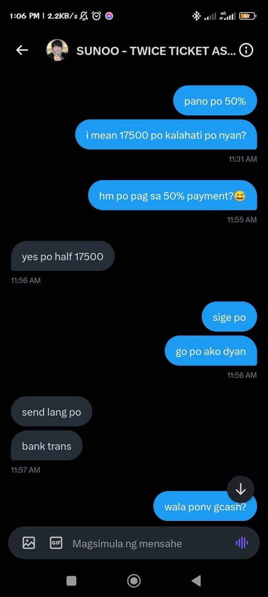 jhyunoscart's tweet photo. HELP RT !!!

posting this for awareness !! my friend’s friend got scammed by @sunooticketing so pls if may plano makipag transact sa kanya ‘wag na. please please ingat po tayo sa mga ganitong tao na di marunong lumaban nang patas. #TWICE_5TH_WORLD_TOUR_BULACAN https://t.co/qZLjcIsmVT