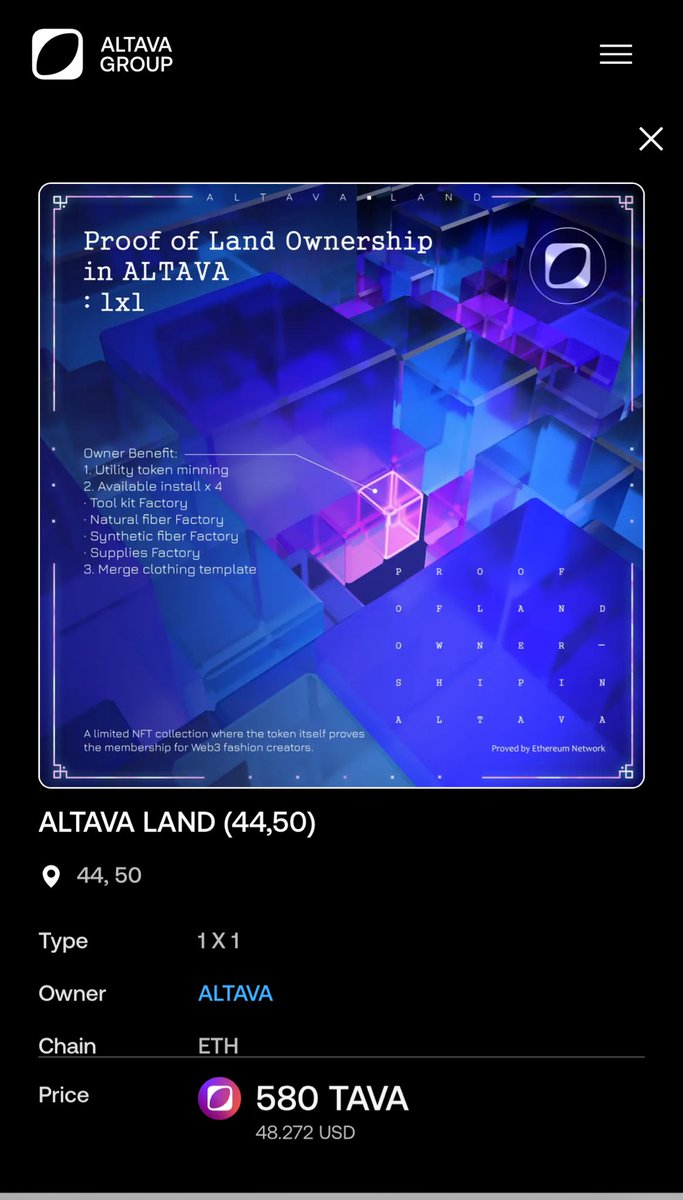From farming Template NFTs to letting your creativity run wild in the Atelier, the benefits of ALTAVA LAND extend beyond ownership. Stake your land, earn utility tokens, and profit from selling NFTs. It's your land, your rules !