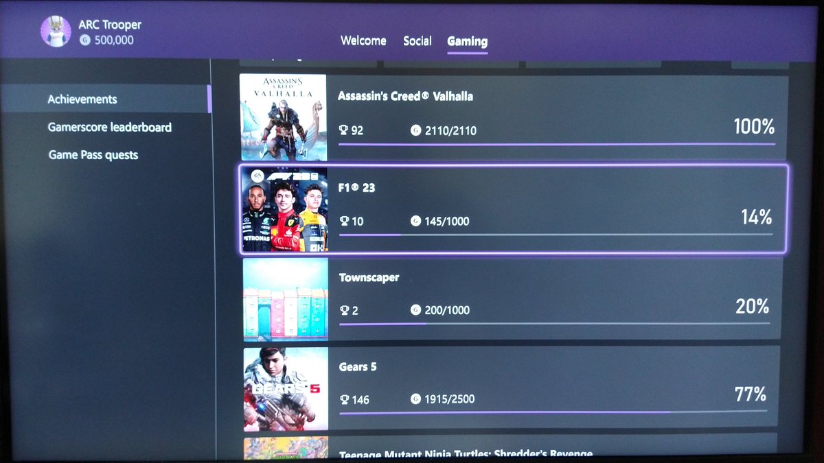 ARCTrooper78's tweet photo. Ding! Achievement unlocked - 500,000 gamerscore. @xboxuk https://t.co/7gfAYGWklL