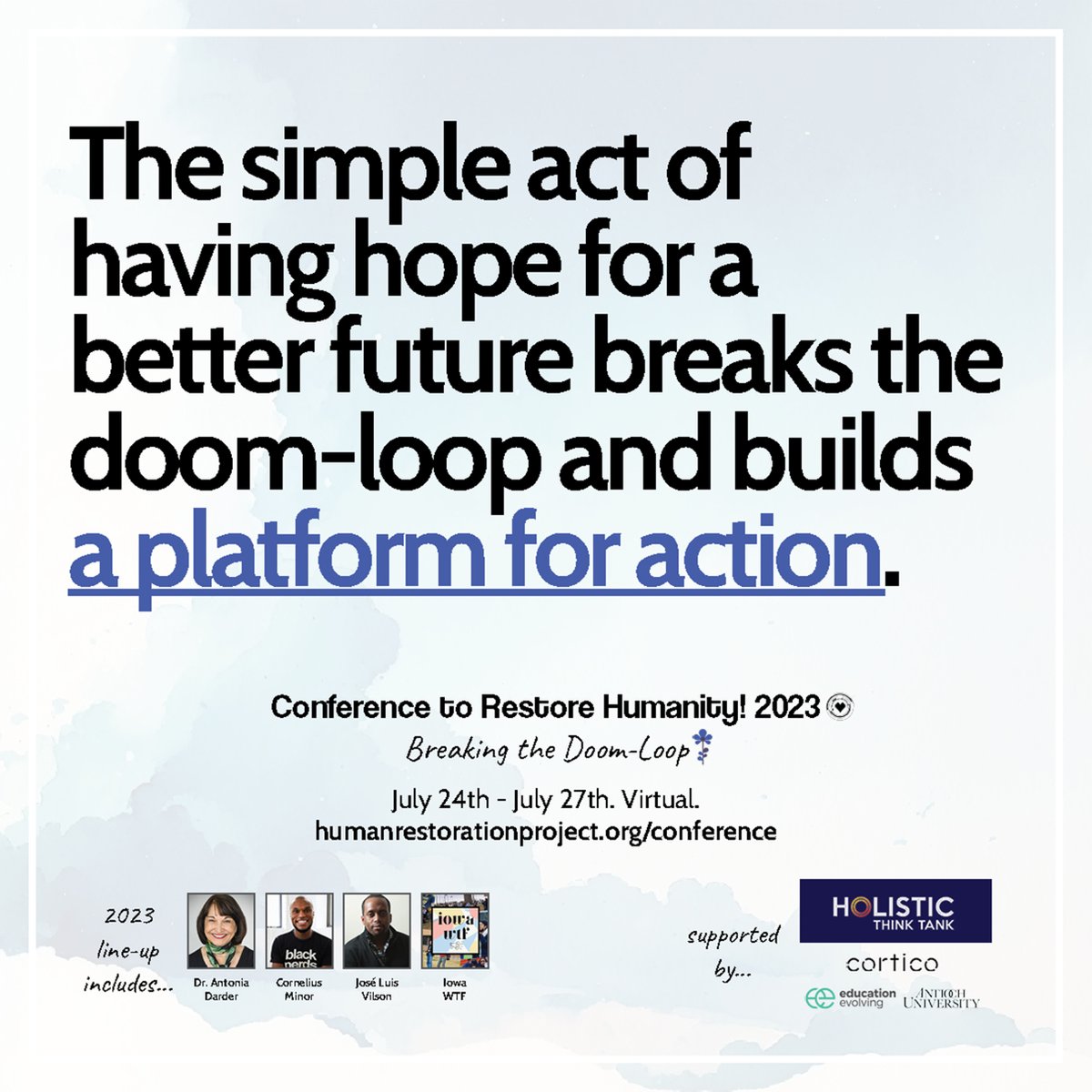 Check out our friends @HumResPro and their upcoming virtual conference! Let's work together to build a better future for education! July 24-27.

Register today: humanrestorationproject.org/conference

#ctrh2023 #reimagineeducation #restorehumanity #teachertwitter #transformingeducation