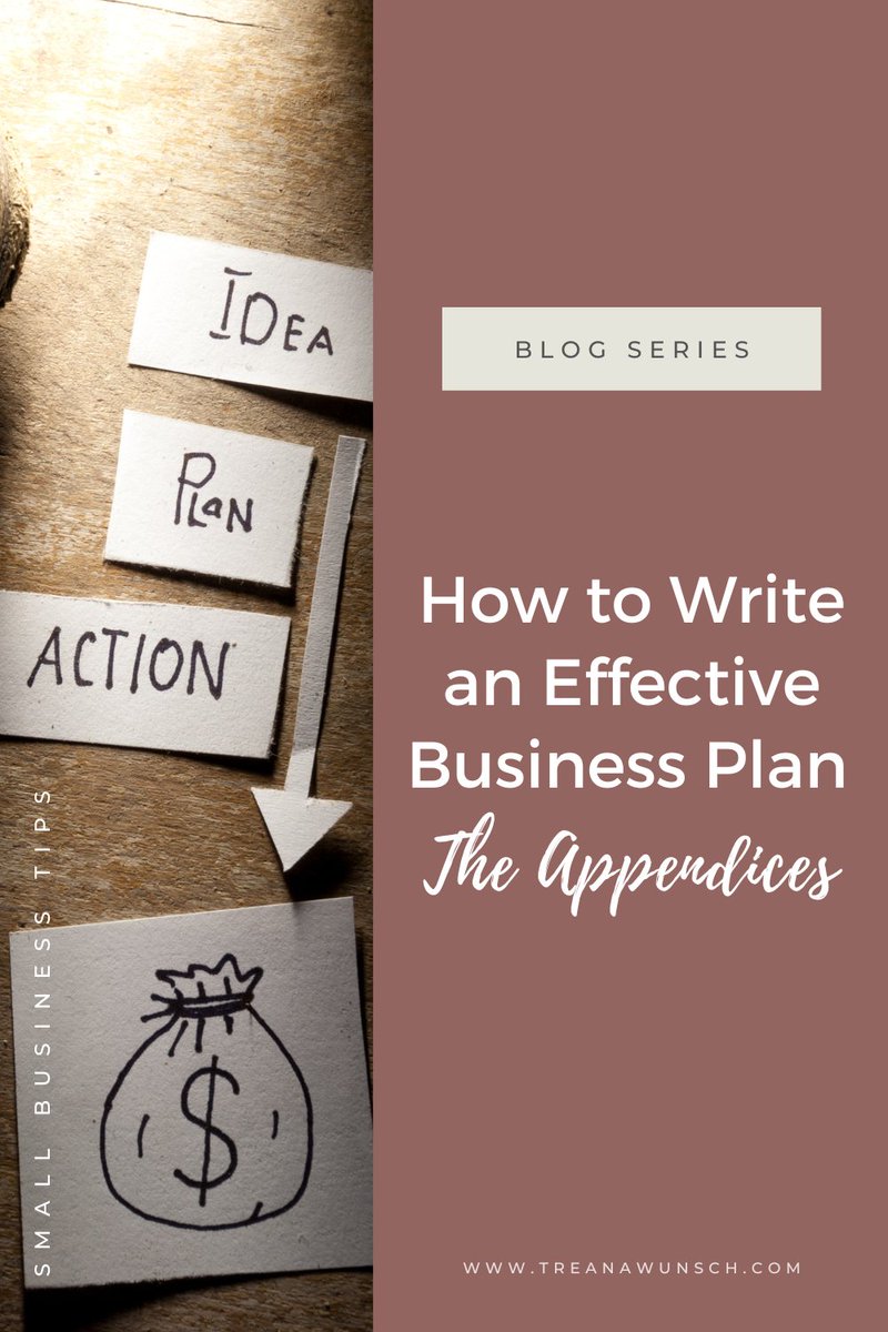 In a business plan context, the appendices can include detailed financial statements that provide more information about your company’s finances than what appears in the summary section. treanawunsch.com/write-a-busine… #HowtoWriteaBusinessPlanforSmallBusinessSeries #StartingaBusiness