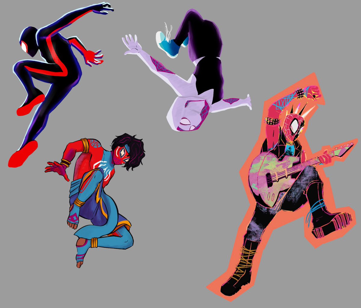 Working on something ~
#Spiderman #AcrossTheSpiderVerse #MilesMorales #GwenStacy #HobieBrown #PavitrPrabhakar