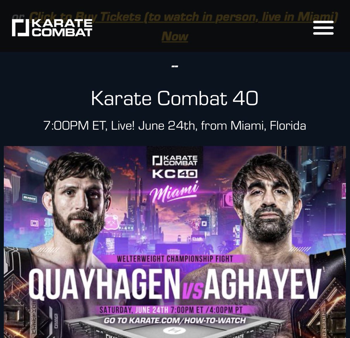 @KarateCombat 
June 24th it’s ON AGAIN!!!
Join me and some special guest for a night of Combat!!!🔥🔥🔥
Don’t sleep on this emerging Karate Combat CRAZE…🥊🥊💰💰
@mineyour_biz 
@NFL 
@NFLPAFmrPlayers 
@WarrenSapp 
@BasRuttenMMA